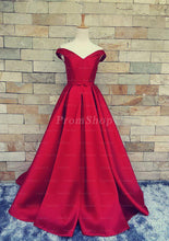Off-the-should Ball Gown Waistband Long Prom Dresses