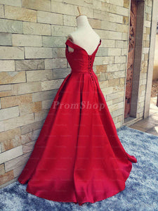 Off-the-should Ball Gown Waistband Long Prom Dresses