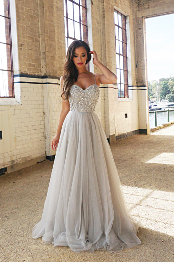 A-Line Spaghetti Straps Prom Dress with Beading Main image