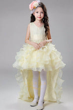 High Low Organza V-Neck Ball Gown Flower Girl Dresses