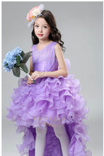 High Low Organza V-Neck Ball Gown Flower Girl Dresses