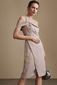 Sheath/Column One-Shoulder Sleeveless Cocktail Dresses with Asymmetric Neckline