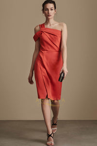 Sheath/Column One-Shoulder Sleeveless Cocktail Dresses with Asymmetric Neckline