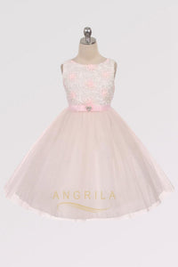 A-line/Princess Scoop Neckline Tulle Flower Girl Dresses with Sash