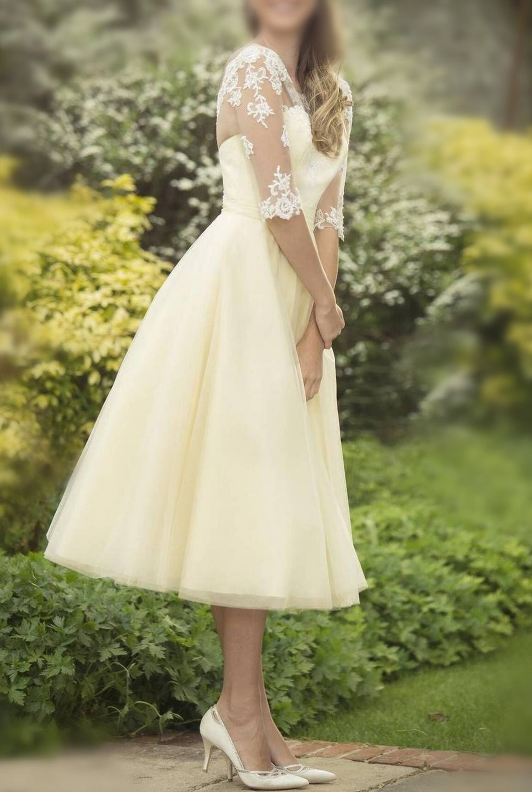 Bravo A-line/Princess 1/2 Sleeves Lace Appliqued Bridesmaid Dresses