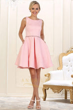 A-line Sleeveless Beading Short Prom Dresses with Pockets