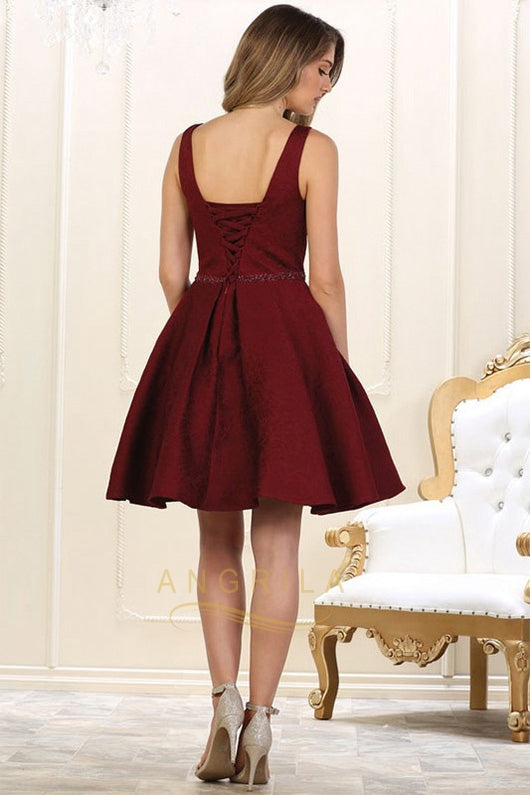 A-line Sleeveless Beading Short Prom Dresses with Pockets Secondary image
