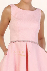 A-line Sleeveless Beading Short Prom Dresses with Pockets