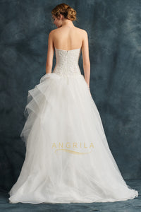 High-Low Sweetheart Neckline Layers Wedding Dresses with a Wide Skirt in Tulle Draped