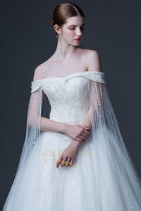 Funky A-Line Court Train Tulle Bridal Wedding Dresses