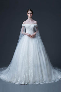 Funky A-Line Court Train Tulle Bridal Wedding Dresses