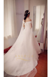 Funky A-Line Court Train Tulle Bridal Wedding Dresses