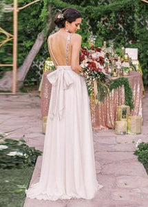 A-line Sequined & Chiffon V-neck Floor-length Bridesmaid Dresses