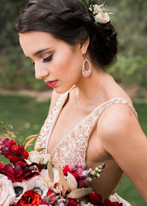 A-line Sequined & Chiffon V-neck Floor-length Bridesmaid Dresses