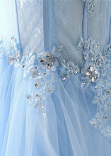 Strapless Tulle Sweetheart A-line Prom Dresses With Lace Appliques & Beadings