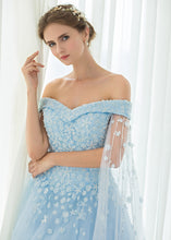 Trumpet/Mermaid Tulle Off-the-shoulder Prom Dress With Beadings & Appliques Lace