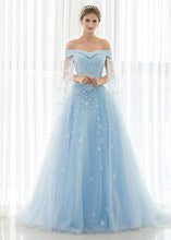 Trumpet/Mermaid Tulle Off-the-shoulder Prom Dress With Beadings & Appliques Lace