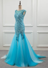 Tulle Scoop Mermaid Evening Dress With Beaded Lace Appliques