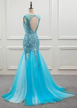 Tulle Scoop Mermaid Evening Dress With Beaded Lace Appliques