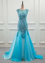 Tulle Scoop Mermaid Evening Dress With Beaded Lace Appliques