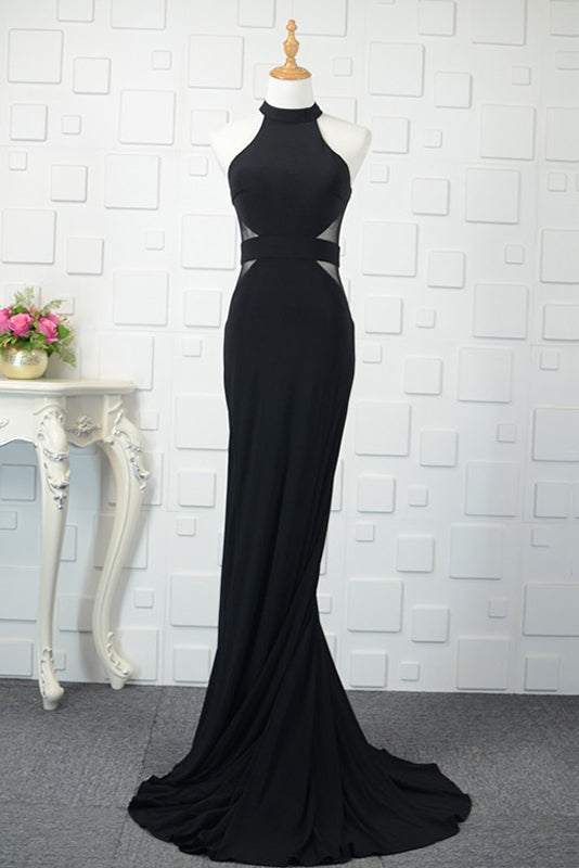 Black Tulle Sheath/Column Floor-Length Prom Dresses Main image