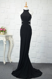 Black Tulle Sheath/Column Floor-Length Prom Dresses