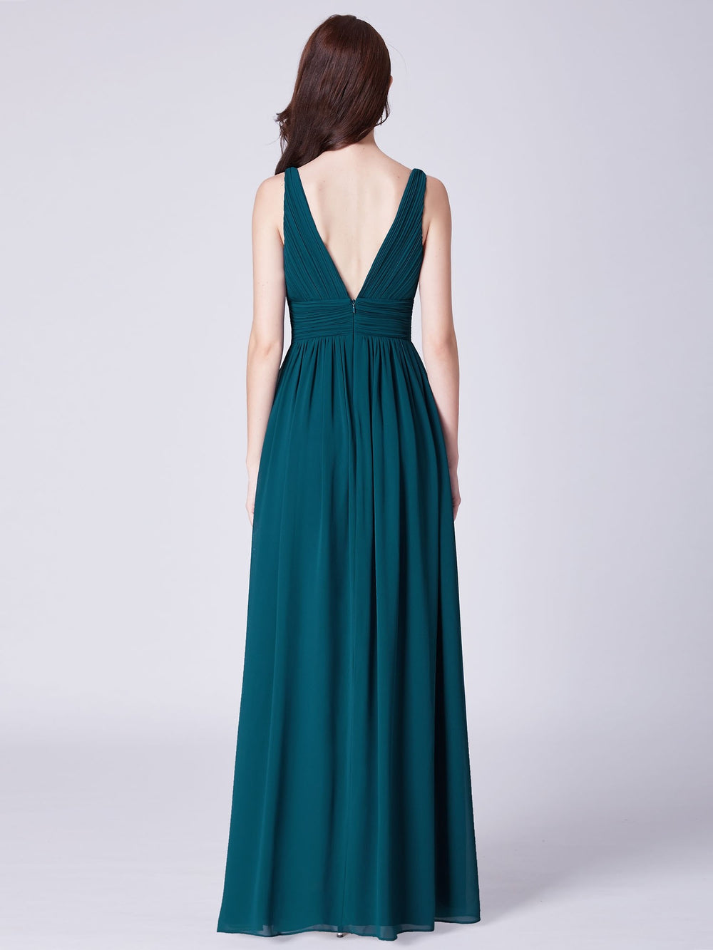 Pleated Low-Back Chiffon A-Line Bridesmaid Dress
