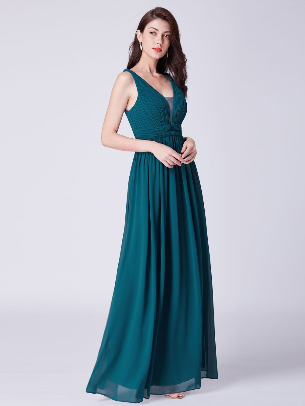 Pleated Low-Back Chiffon A-Line Bridesmaid Dress