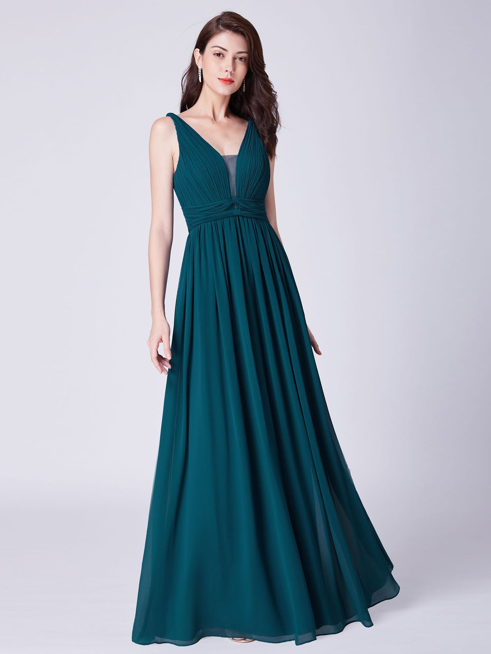 Pleated Low-Back Chiffon A-Line Bridesmaid Dress
