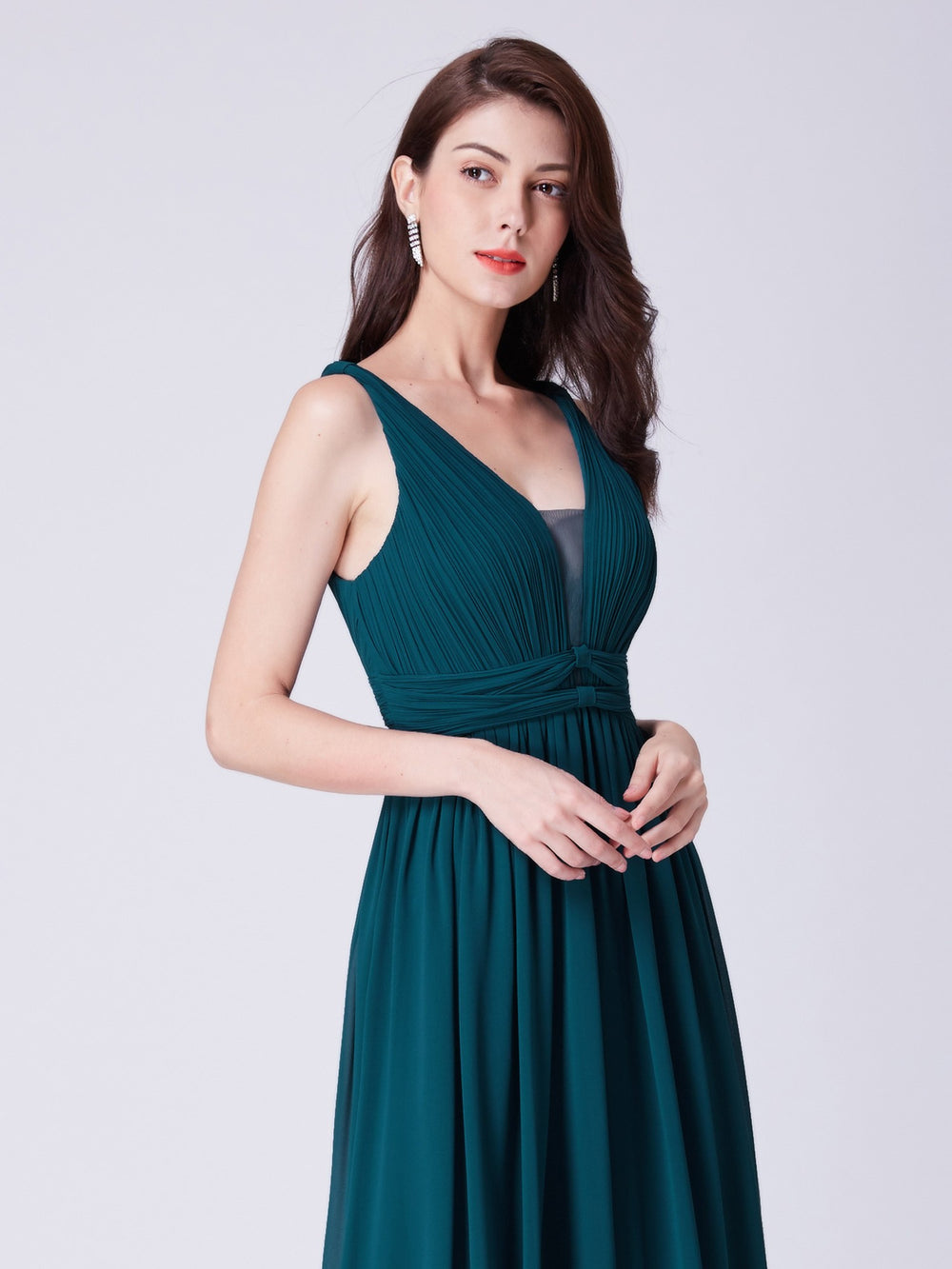 Pleated Low-Back Chiffon A-Line Bridesmaid Dress
