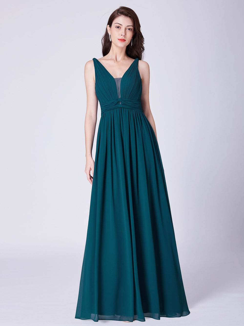 Pleated Low-Back Chiffon A-Line Bridesmaid Dress
