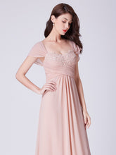 Chiffon Floor-Length Sleeveless Long Bridesmaid Dresses with Appliques Lace