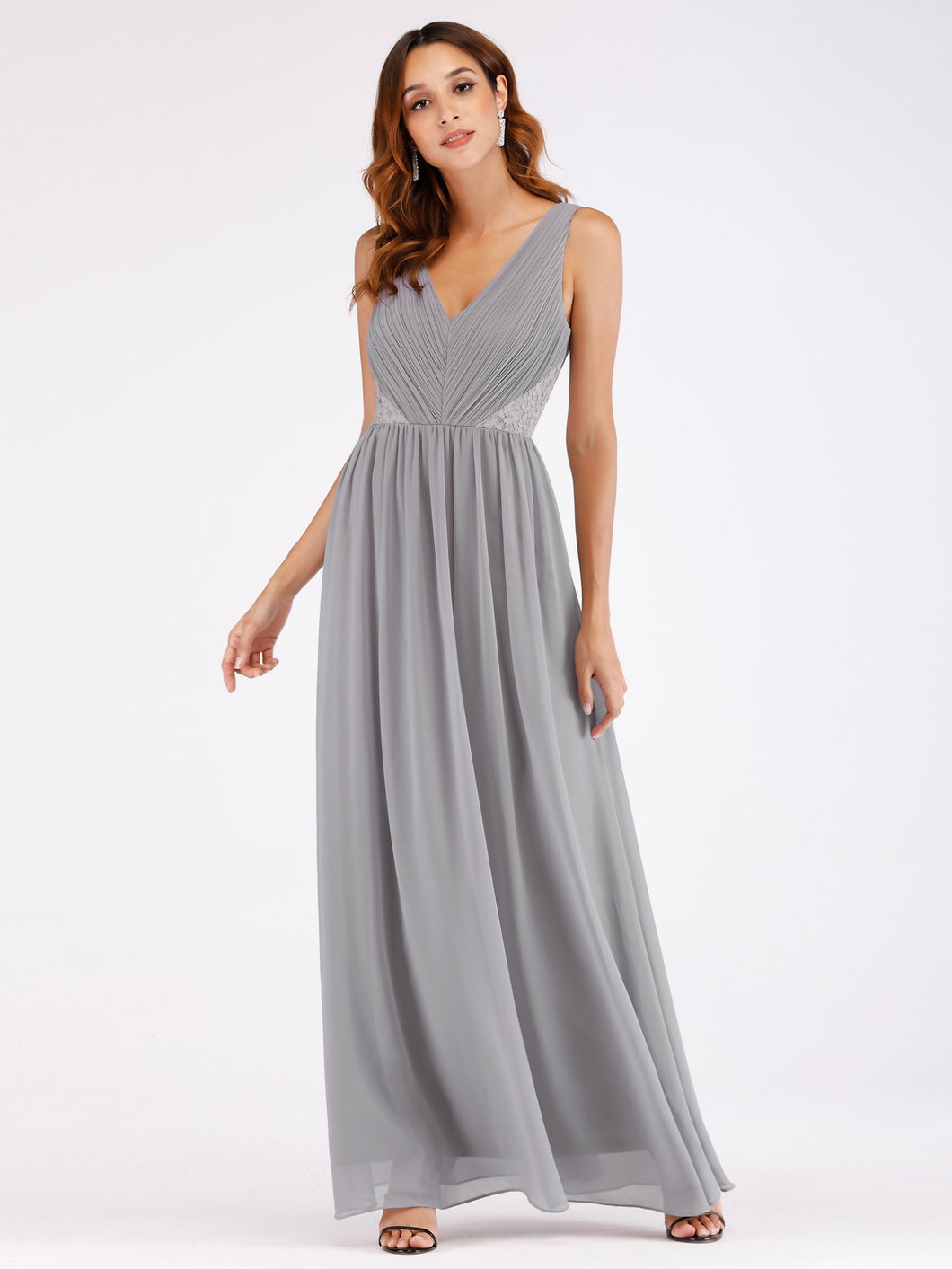 A-Line/Princess V-neck Floor-Length Chiffon Bridesmaid Dress