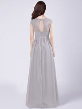 A-Line/Princess Scoop Neck Floor-Length Chiffon Lace Bridesmaid Dress