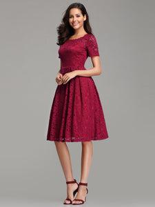 Burgundy A-Line/Princess Lace Short Bridesmaids Dresses
