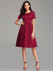 Burgundy A-Line/Princess Lace Short Bridesmaids Dresses