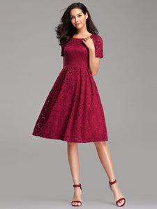 Burgundy A-Line/Princess Lace Short Bridesmaids Dresses