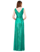 A-Line/Princess Sequined Sleeveless Floor-Length Prom Dresses
