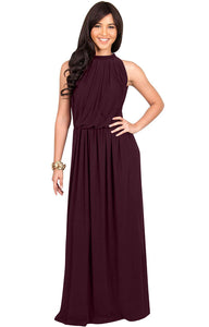 Chiffon High Neck Floor-Length Sleeveless Bridesmaids Dresses