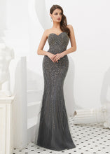 Trumpet/Mermaid Tulle Sweetheart Floor-length Evening Dresses With Beading