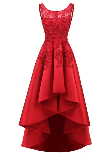 A-Line/Princess Asymmetrical Lace Scoop Neck short Prom Dresses