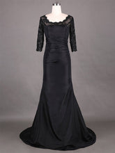 A-Line/Princess Lace Scoop Neck Satin Floor-Length Mother of the Bride Dresses