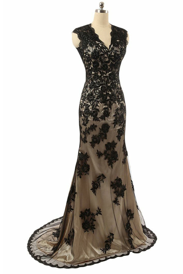 V-neck Lace Sleeveless Sweep Train Mother of the Bride Dresses Main image