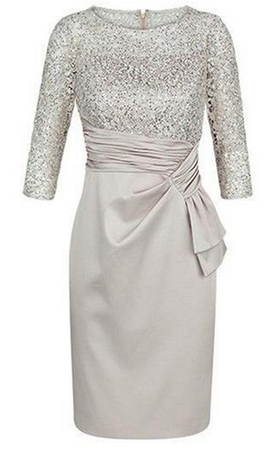 Satin Scoop Neck Long Sleeves Short Mother of the Bride Dresses