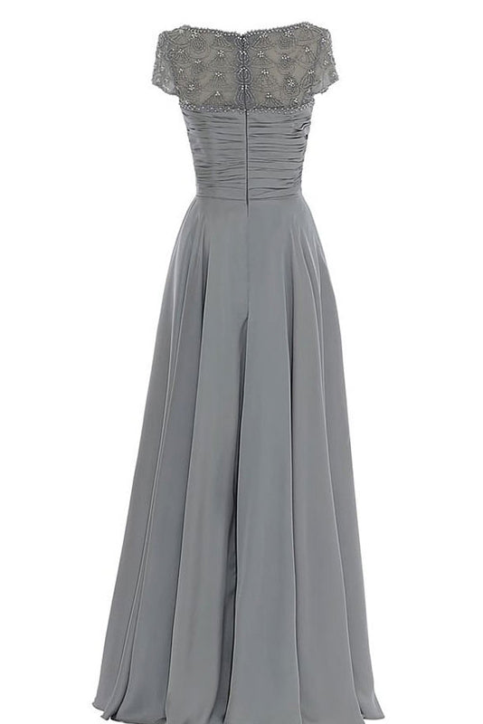 Ruched Lace and Chiffon A-Line Mother of the Bride Gown