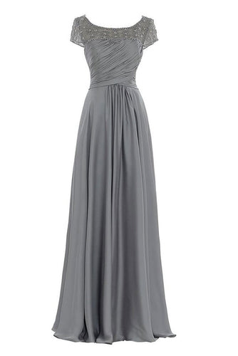 A-Line/Princess Chiffon  Floor-Length Short Sleeves Mother of the Bride Dresses