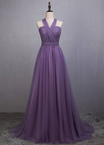 A-Line/Princess Tulle Sleeveless Bow(s) Bridesmaids Dresses