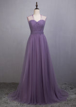 A-Line/Princess Tulle Sleeveless Bow(s) Bridesmaids Dresses