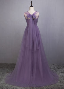 A-Line/Princess Tulle Sleeveless Bow(s) Bridesmaids Dresses