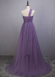 A-Line/Princess Tulle Sleeveless Bow(s) Bridesmaids Dresses